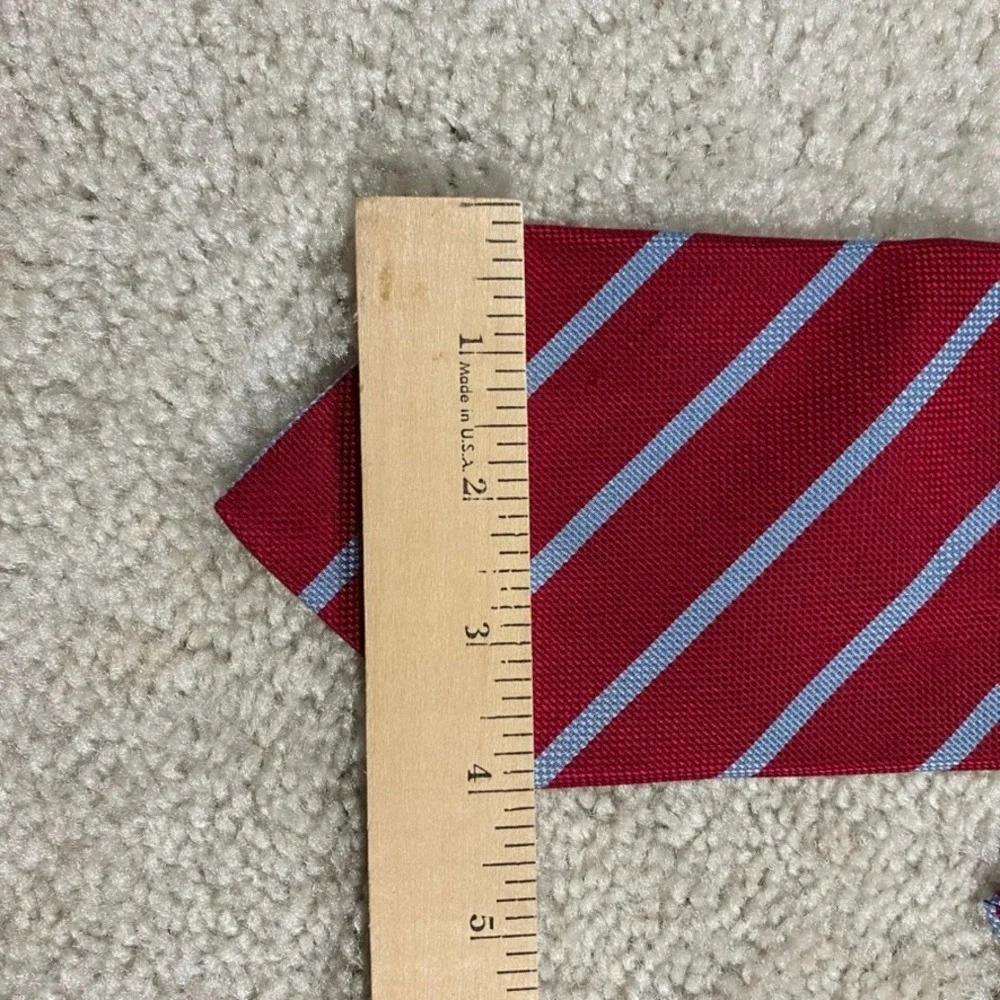 Brooks Brothers Tie Silk Red Blue Diagonal Stripe Woven England USA Ivy Prep
